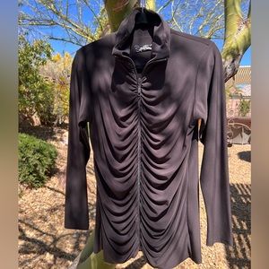 - SYMPLI Elegant Zip front rouched Jacket